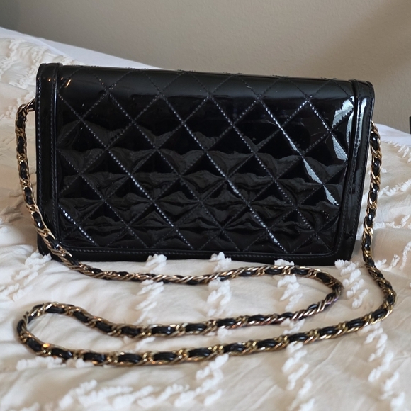 Vintage Ande Elegant Black Quilted Clutch Purse with Chain Strap - Picture 1 of 4